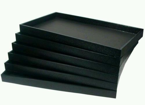 6 Black Faux Leather Jewelry Display Trays Showcase Displays