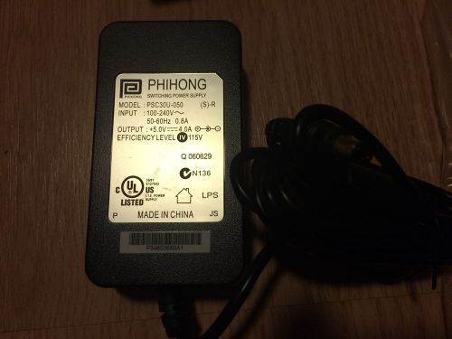 Phihong PSC30U-050 (S)-R Power Supply Adapter 100-240V/5V 4A 20W 2.1x5.5x10mm