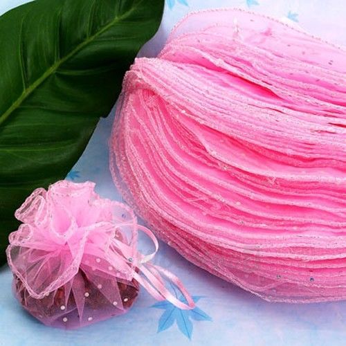 50 Pink Organza Drawstring Gift Wedding Bag Pouch 260mm CHIC