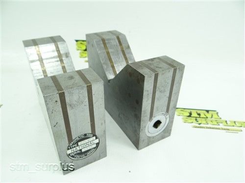 PAIR OF NATIONAL MAGNETIC CHUCK PRECISION V BLOCKS 3-1/2&#034; CAPACITY JAPAN!