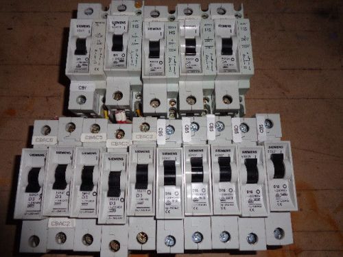 (15) SIEMENS 5SX21   1 -POLE 277VAC  CIRCUIT BREAKERS