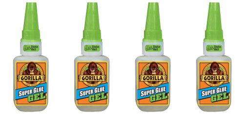Gorilla Glue Super Glue Gel 7600101 15 Gram Bottle, No Run-Control Gel, 4-Pack