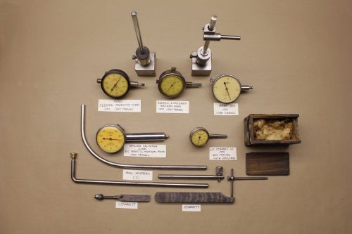 MACHINIST DIAL INDICATORS-2 PERMANENT MAGNET HOLDERS-3 RODS-2 STARRETT HOLDERS