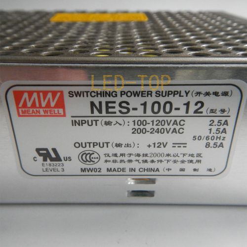 Mw mean well nes-100-12 12v 8.5a power supply transformer adapter led strip lamp for sale