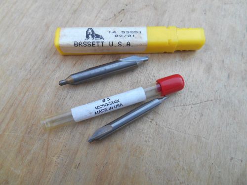 #3 AND #4  CARBIDE CENTER DRILLS , BASSETT , USA ,  LOT OF 2