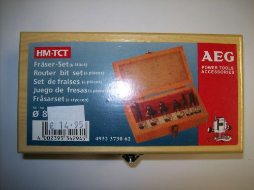 AEG 6 pce router bit set 8mm shank