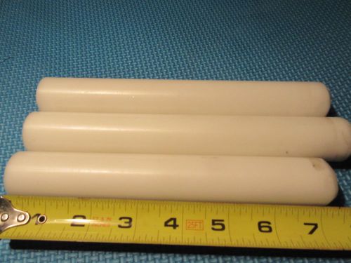 (3) pcs, white acetal - delrin round rod 1-1/8&#034; diameter  x 7&#034; long for sale