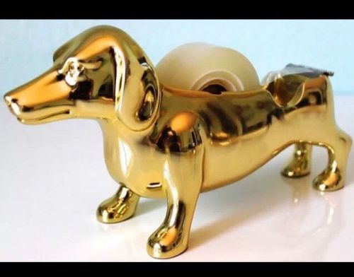 NEW   Nate Berkus TAPE dispenser GOLD DACHSHUND