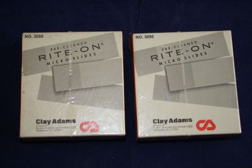 CLAY ADAMS  RITE-ON GOLD SEAL MICROSCOPE GLASS SLIDE #3050 BOX LOT 2 PC 144 TTL