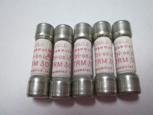 LOT OF 5 GOULD SHAWMUT TRI-ONIC TRM-30 TRM30 FUSE NEW NO BOX TRM 30