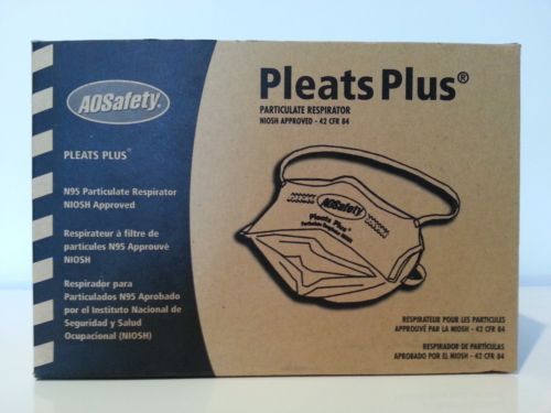 AOSAFETY 1054 PLEATS PLUS PARTICULATE RESPIRATOR MASKS - BOX OF 25 - Med/Lg