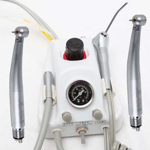 Dental Portable Turbine Unit Work w/ Air Compressor +2 LED Fiber Optic Handpiece