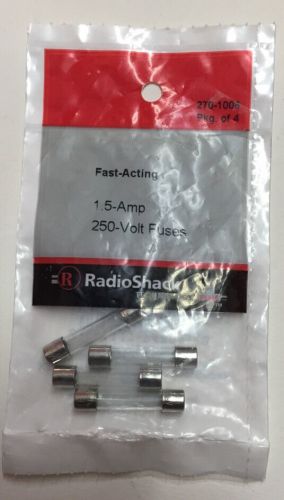 Radioshack 1.5a 250v fast-acting 1 1/4 x 1/4 &#034; glass fuse (4-pack) #270-1006 new for sale