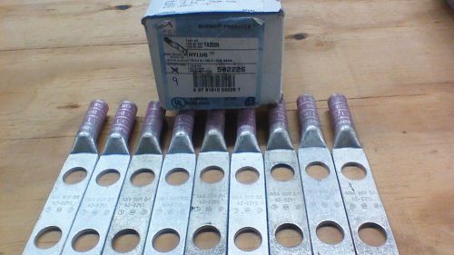 LOT OF 9 New Burndy KA252N  2-Hole Long Crimp Connector Lug 1/0 CU    W60