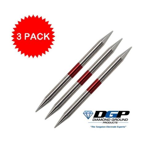 3 Diamond Ground Stinger TIG Tungsten Electrodes 2% Thoriated RED 3/32&#034;x1.5&#034;