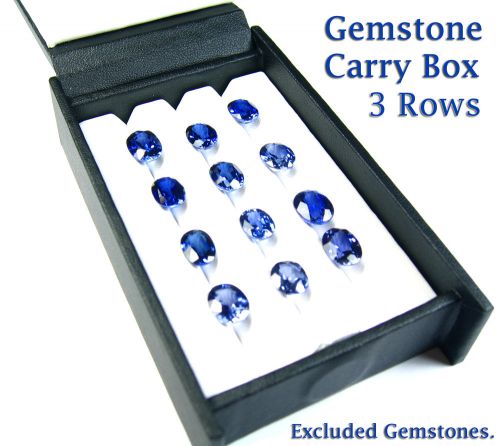 CARRY TRAVEL DISPLAY BOX SHOW GEMSTONE COLOR GEM LEATHER 11x7 cm 3 Row 0 Column