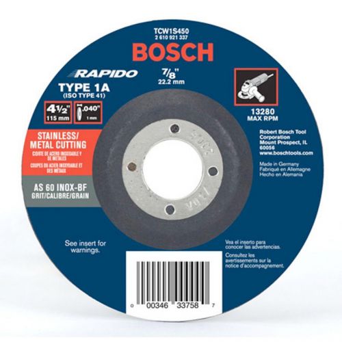 BOSCH TCW1S450 4-1/2&#034; x .040 7/8&#034; Arbor Metal Cutoff Wheel