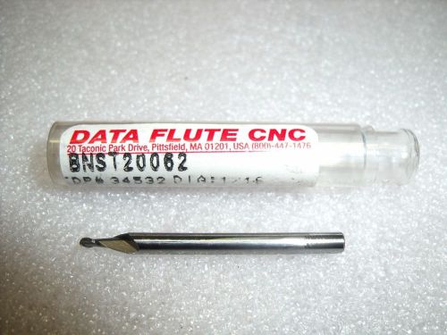 DATA FLUTE 1/16&#034; x 1/8&#034; x 1/8&#034; x 1-1/2&#034; 3 FL BNST20062 Ball Carbide End Mill