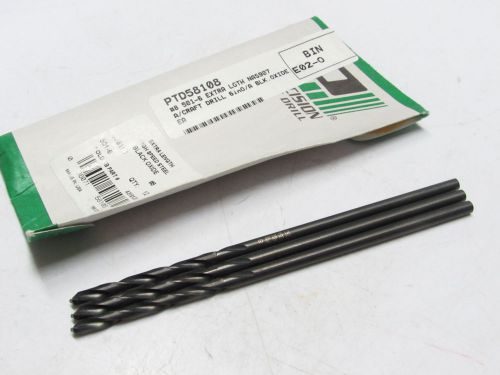 3 new PTD Precision #8 501-6 HSS Taper Extra Length Drill Bits black oxide 58108