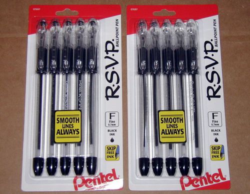 10 new pentel rsvp ballpoint fine point line black ink pens for sale