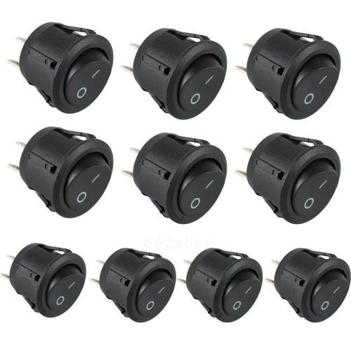 10Pcs ON/OFF 2 Position SPDT Round Boat Rocker Switch 6A/250V 10A/125V AC SHPS