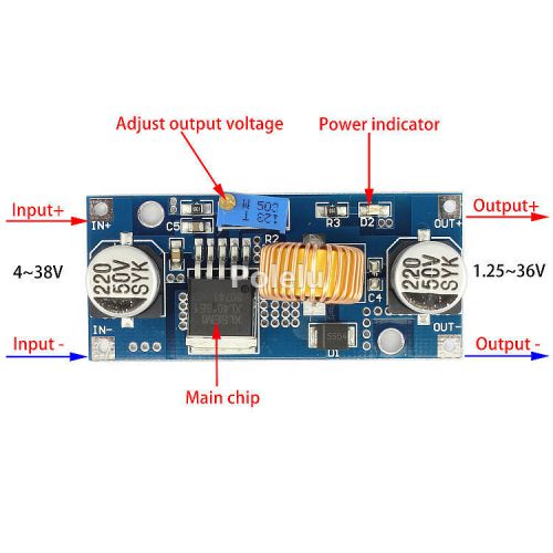 Dc 4-38v to 1.25-36v step-down(buck) converter 5v/12/24v 5a power supply module for sale