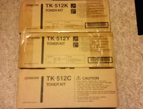 Lot of 3 Genuine Kyocera Mita TK-512K TN-512Y TK-512C Toner Cartridge Kits