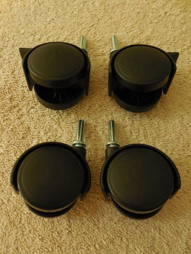 Black Cart Wheels for Shelving Racks and Units Lot of 4 Plastic w/ Metal w/Stop