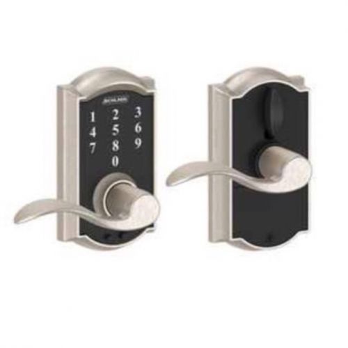 Schlage Camelot Satin Nickel Universal Electronic Entry Door Lever Reg $139.00