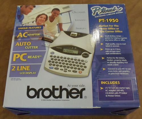 Brother p-touch pt-1950 electronic labeling system in box with charger &amp; books for sale