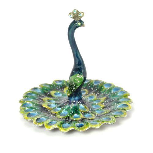 NEW Peacock Enameled Pewter Ring/Jewelry Holder,Graceful and elegnt Ring Display