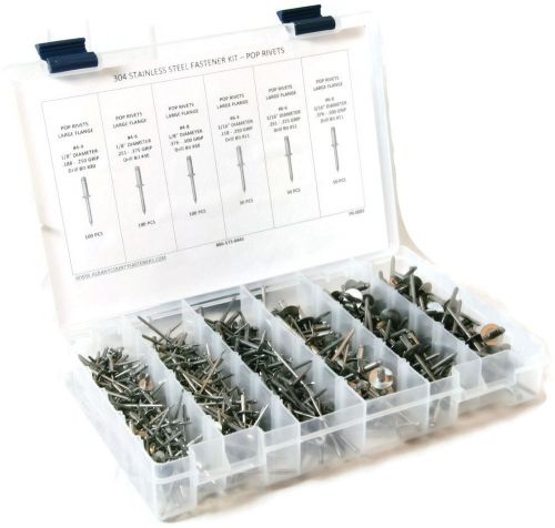 304 Stainless Steel Large Flange Rivet Fastener Assortment Kit - 451pc-# 4 to #6