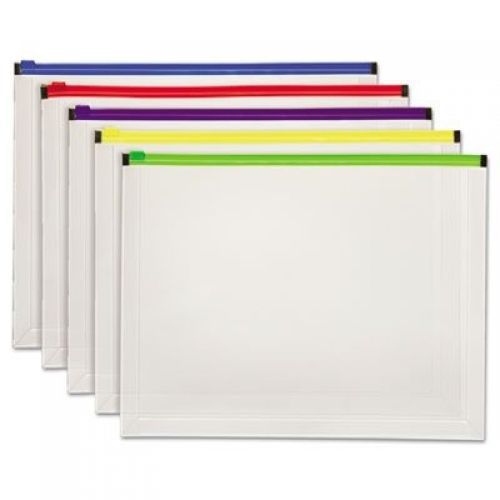 Globe-weis 85292 poly zip envelope, letter, open side, assorted, 5/pack for sale