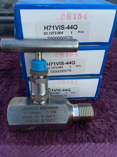 3 new anderson greenwood 1/2&#034; stainless steel needle valve 10,000 psi for sale