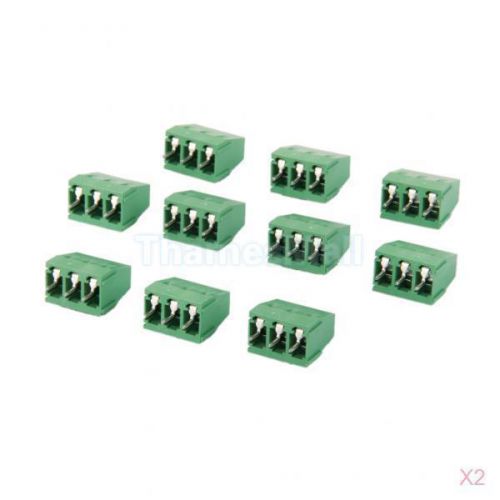 2x 10pcs 3Pin Plug-in Terminal Block DG128 Screw Pitch 5.08MM 300V/10A 20moh