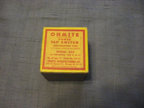 OHMITE -  POWER TAP SWITCH -  MODEL 212 , Stock No. 212-12