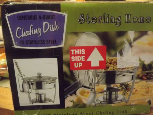 Chafing dish set in stainless steel 4quart...sterling home. for sale