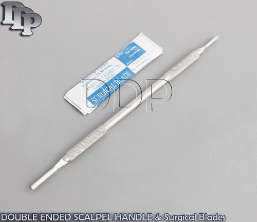 DOUBLE ENDED SIEGEL SCALPEL HANDLE #3 #4 +20 STERILE SURGICAL BLADES #12 #21