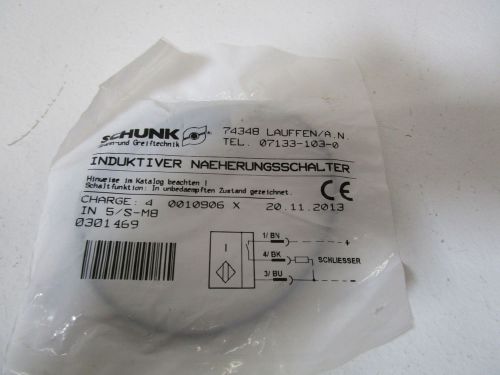 SCHUNK PROXMITY SWITCH IN 5/S-M8 *NEW IN FACTORY BAG*