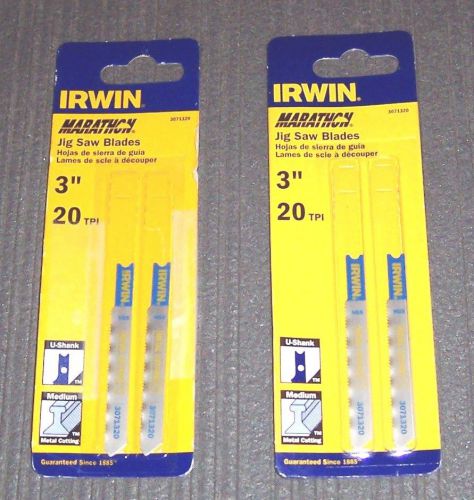 2 ea. 2pk (4 Blades) Irwin 3071320 3&#034; x 20-TPI Metal Cutting Jigsaw Blades