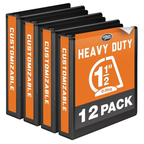 12x Wilson Jones Heavy Duty D-Ring View Binder w/ Extra Durable Hinge, 1-1/2&#034; #G