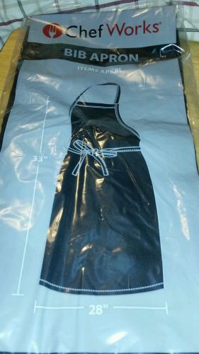 CHEFWORKS BLACK BIB APRON SIZE 33 X 27