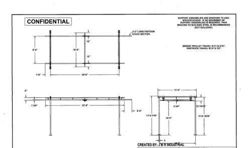 Gorbel 250 Pound Floor Supported,Crane ,10&#039; bridge,23&#039; runway,10&#039; under bridge