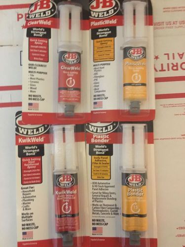 Lot of 4 NEW JB Weld Kwik Weld Clear Weld Plastic Bonder Adhesive Sealer Epoxy