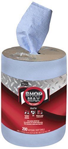 Tork 450338 Advanced Centerfeed Single-Ply ShopMax Wiper 450 Refill Roll, Blue