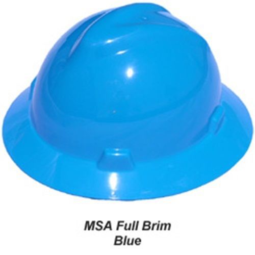 MSA Full Brim V-Guard Hard Hat with Ratchet Suspension - Blue