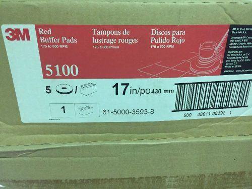 3M 5100 17&#034; Red Floor Buffer Pads 5 Count Case 175 to 600 RPM
