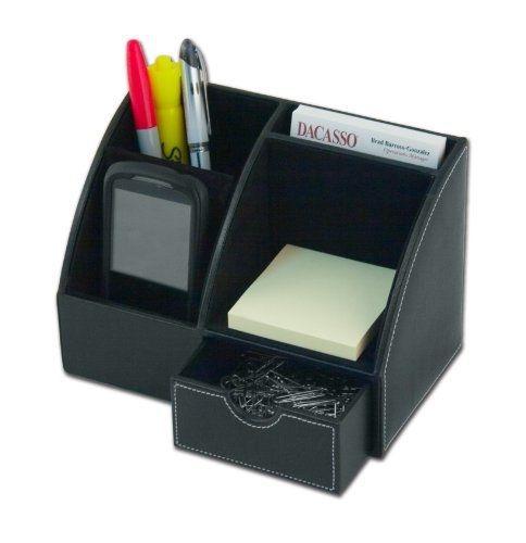 Dacasso Leather Desktop Organizer, Black