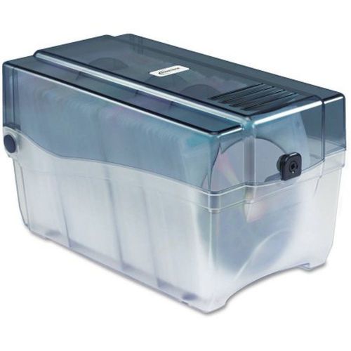 Innovera cd/dvd storage case w/hinged lid &amp; key lock holds 150 discs clear for sale