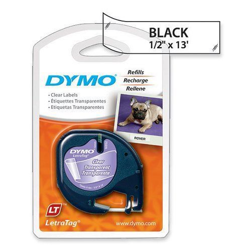Dymo 10697 black on clear refill tapes 1/2&#034;x13ft letratag label free shipping for sale